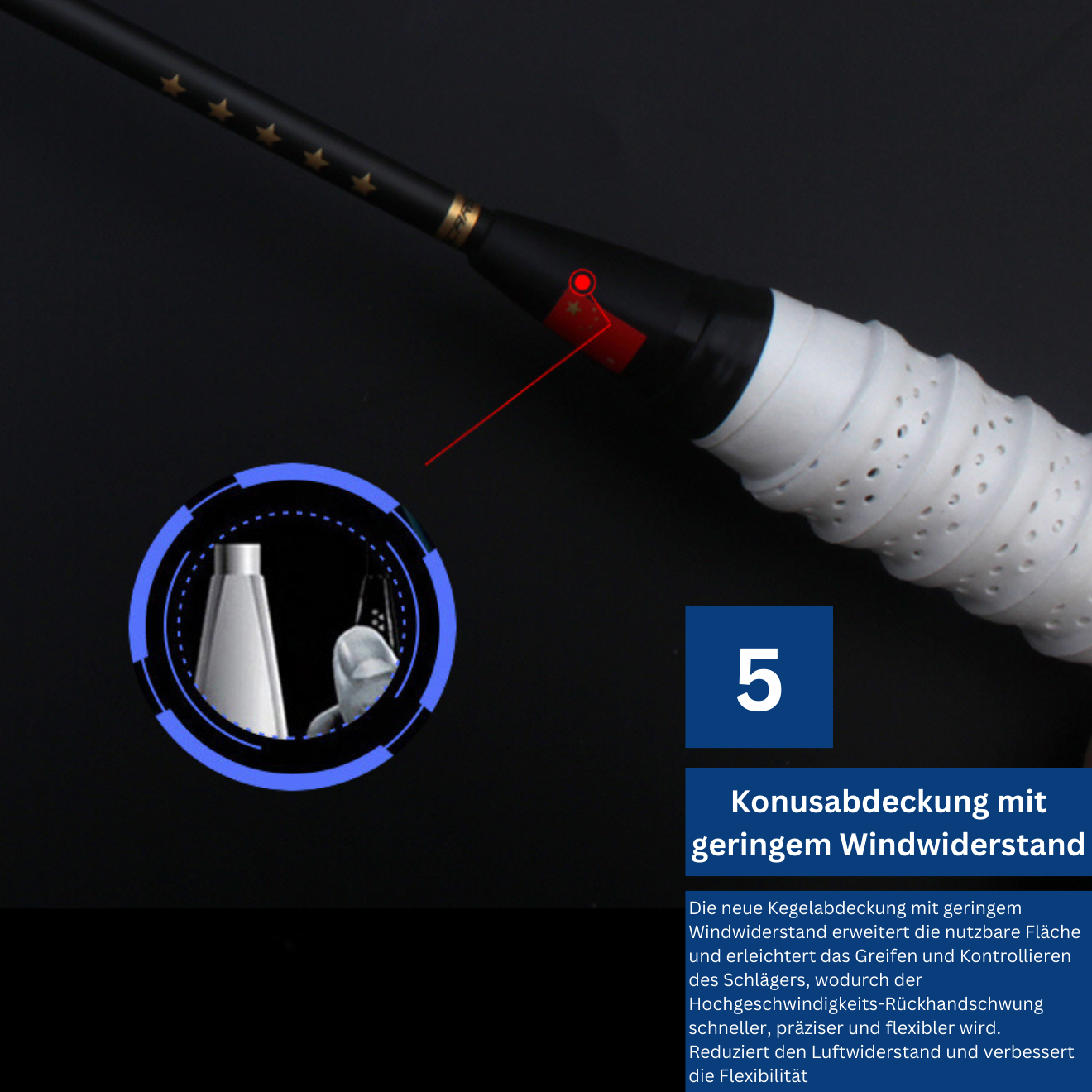 Premium Carbon Badmintonschläger - Light Blow