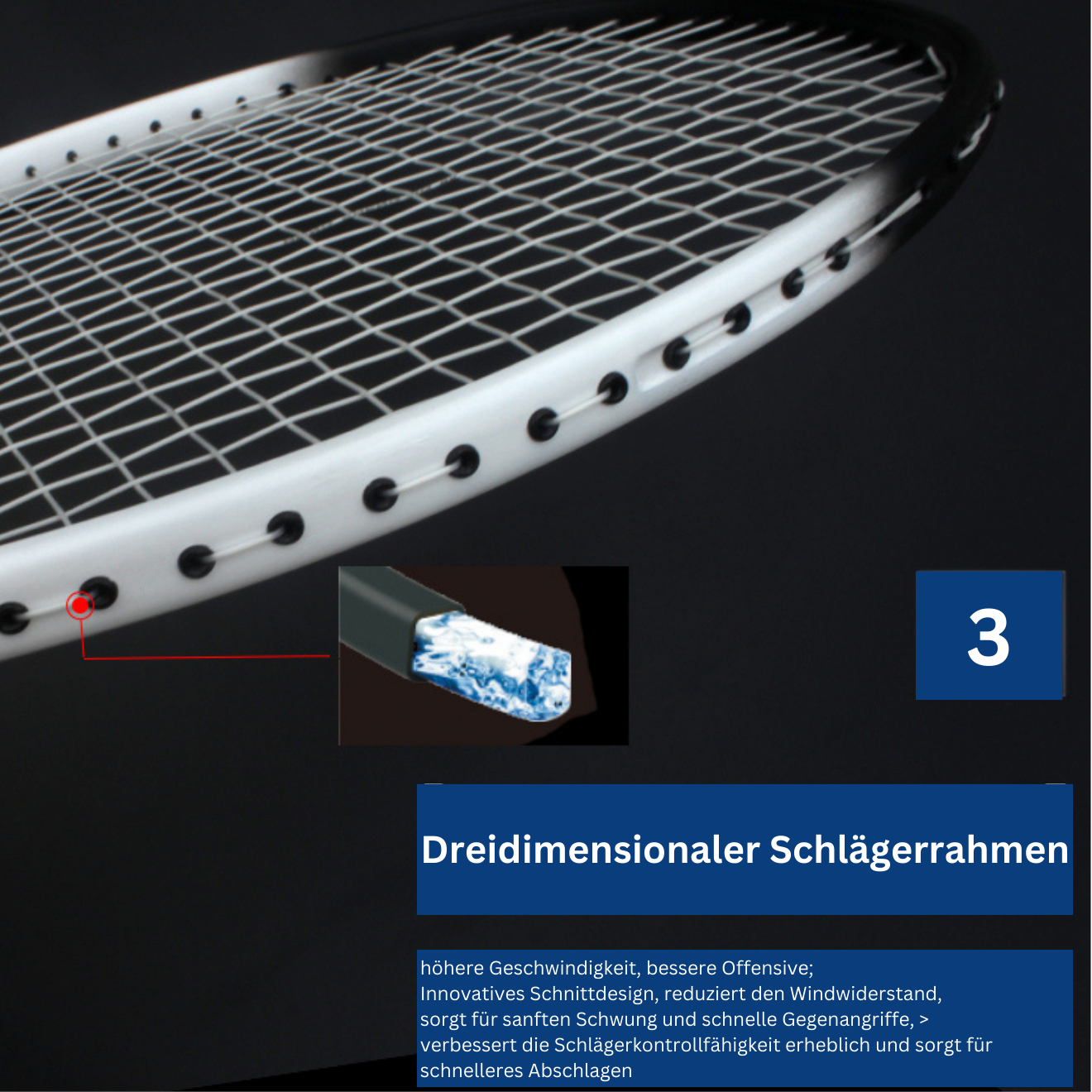 Premium Carbon Badmintonschläger - Light Blow