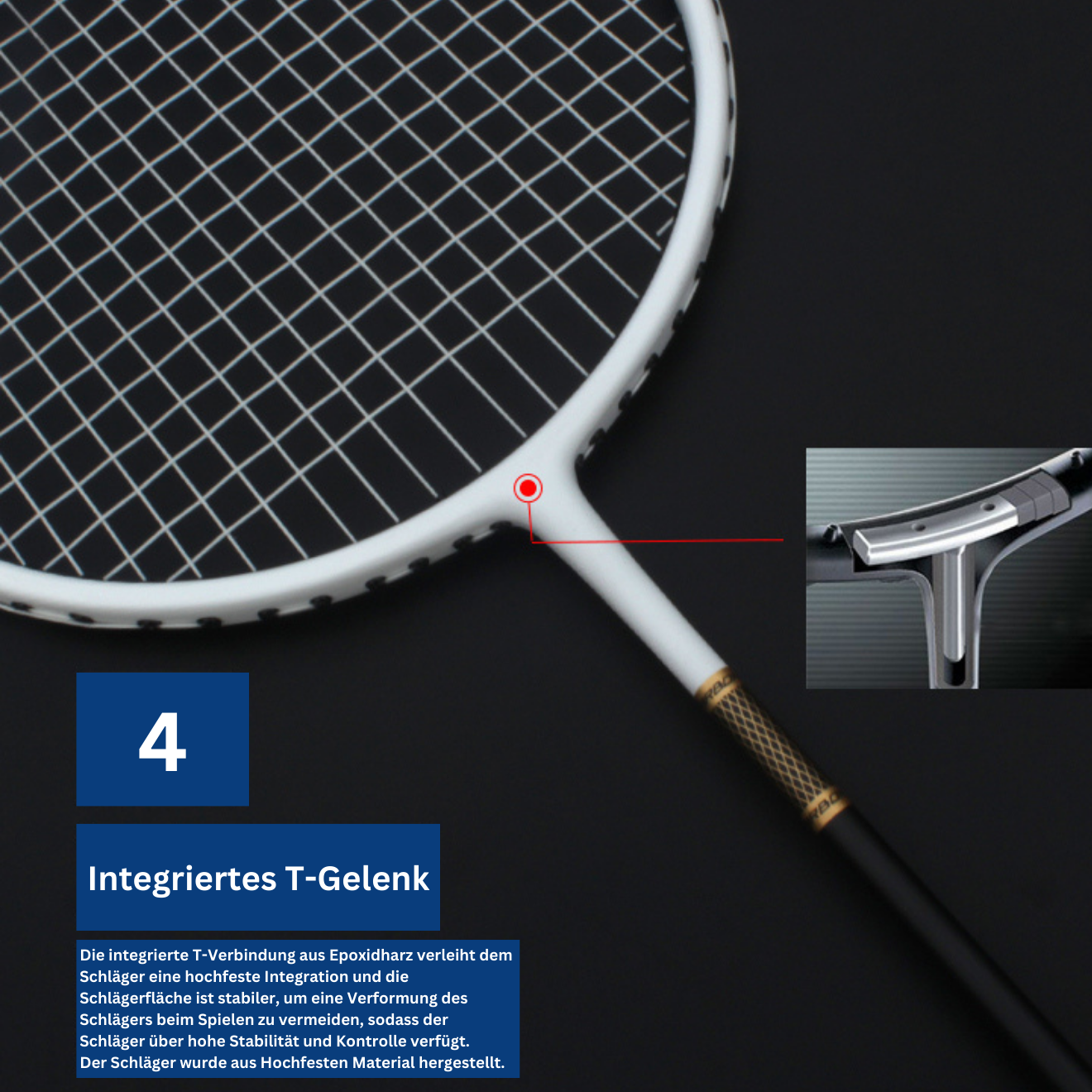 Premium Carbon Badmintonschläger - Light Blow