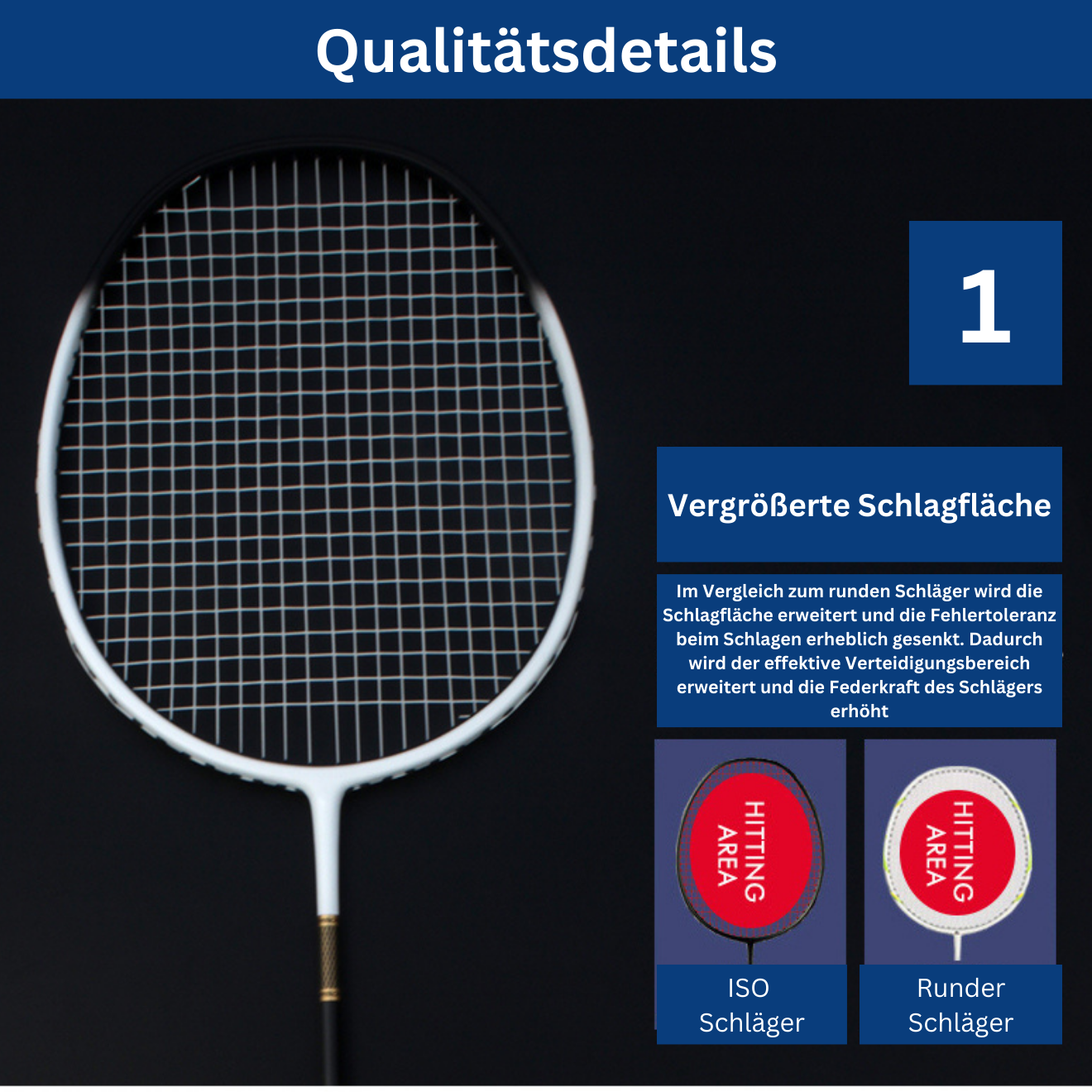 Premium Carbon Badmintonschläger - Light Blow